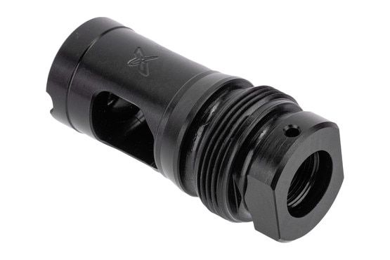 The FCD Xeno muzzle brake features a suppressor mount.